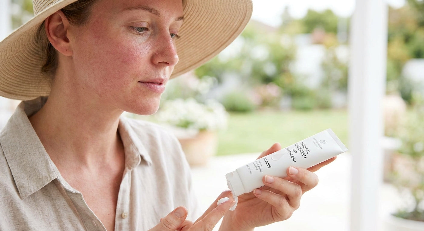 Mineral sunscreen for post-laser treatment skin