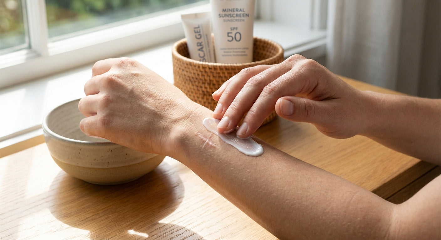 How to layer scar gel and sunscreen without irritation