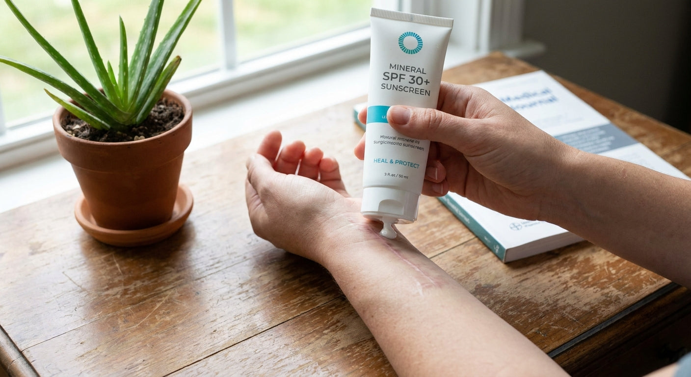 Mineral sunscreen for healing scars and incisions