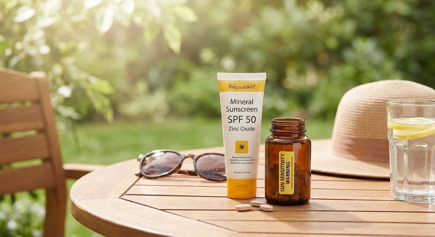 Mineral sunscreen for photosensitizing medications