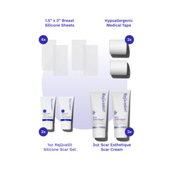 Breast Procedure Scar Bundle with 1.5 by 3 inch silicone scar sheets